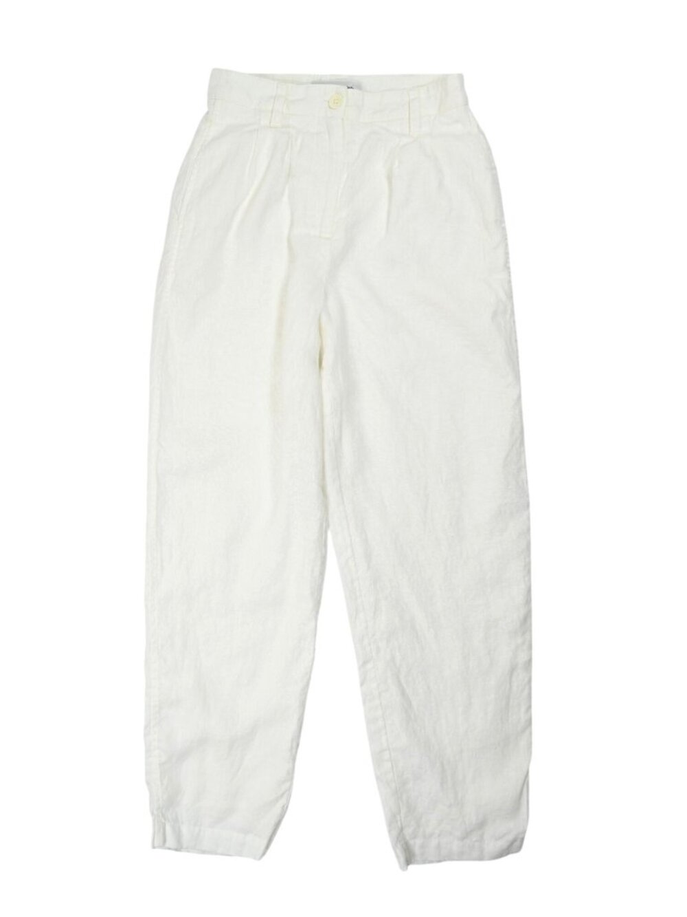 Solid & Striped Linen Trousers in White